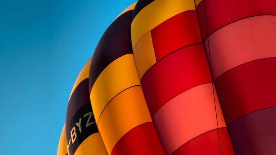 closeup of a hot air balloon